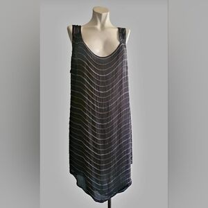 GRYPHON silk navy blue chain embellished cocktail party dress. Size L